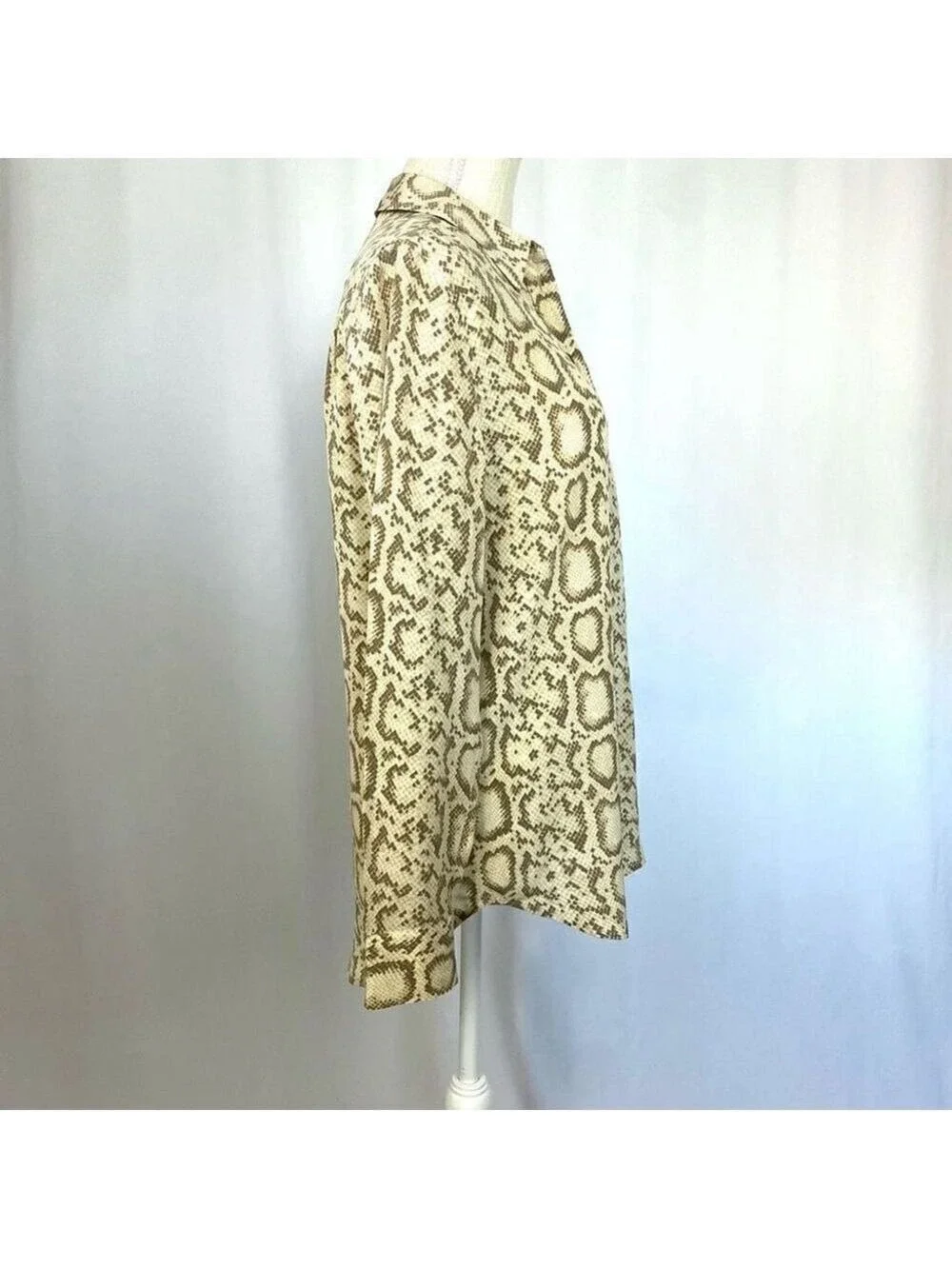 Designer Equipment Femme 100% Silk Keira Tan Snakeskin Print Blouse M